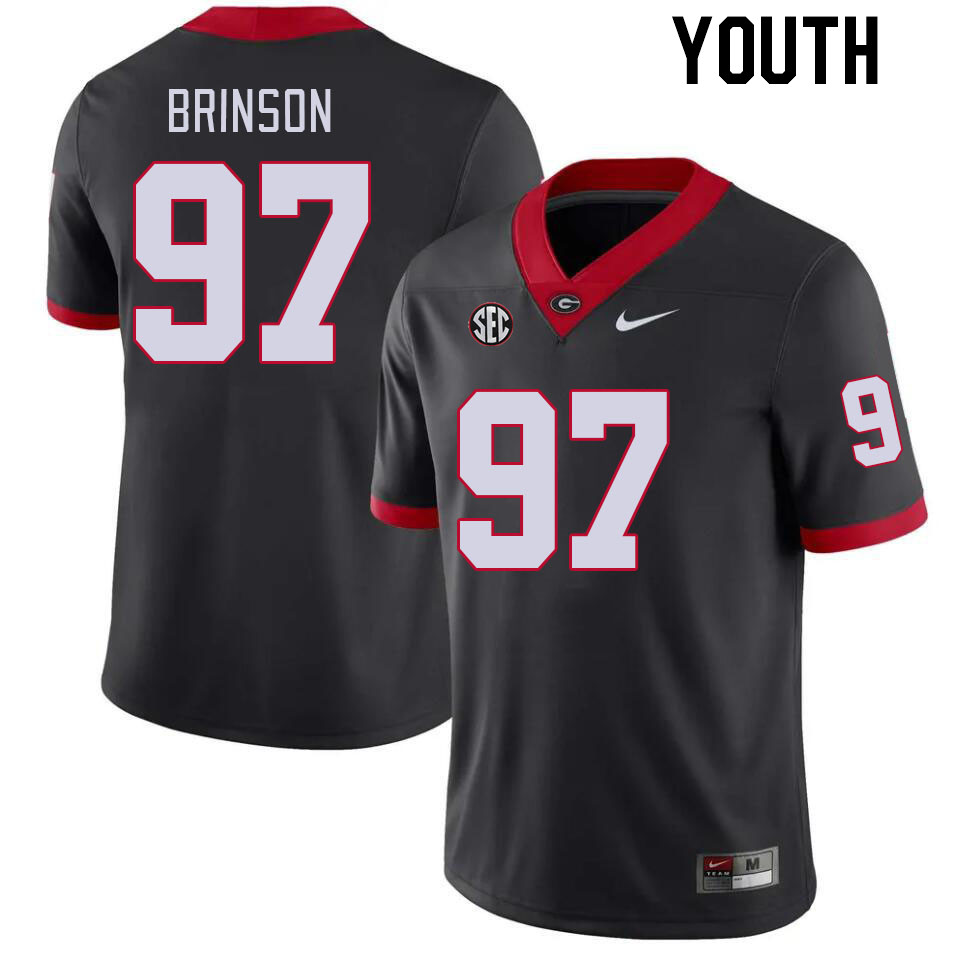Youth #97 Warren Brinson Georgia Bulldogs College Football Jerseys Stitched-Black